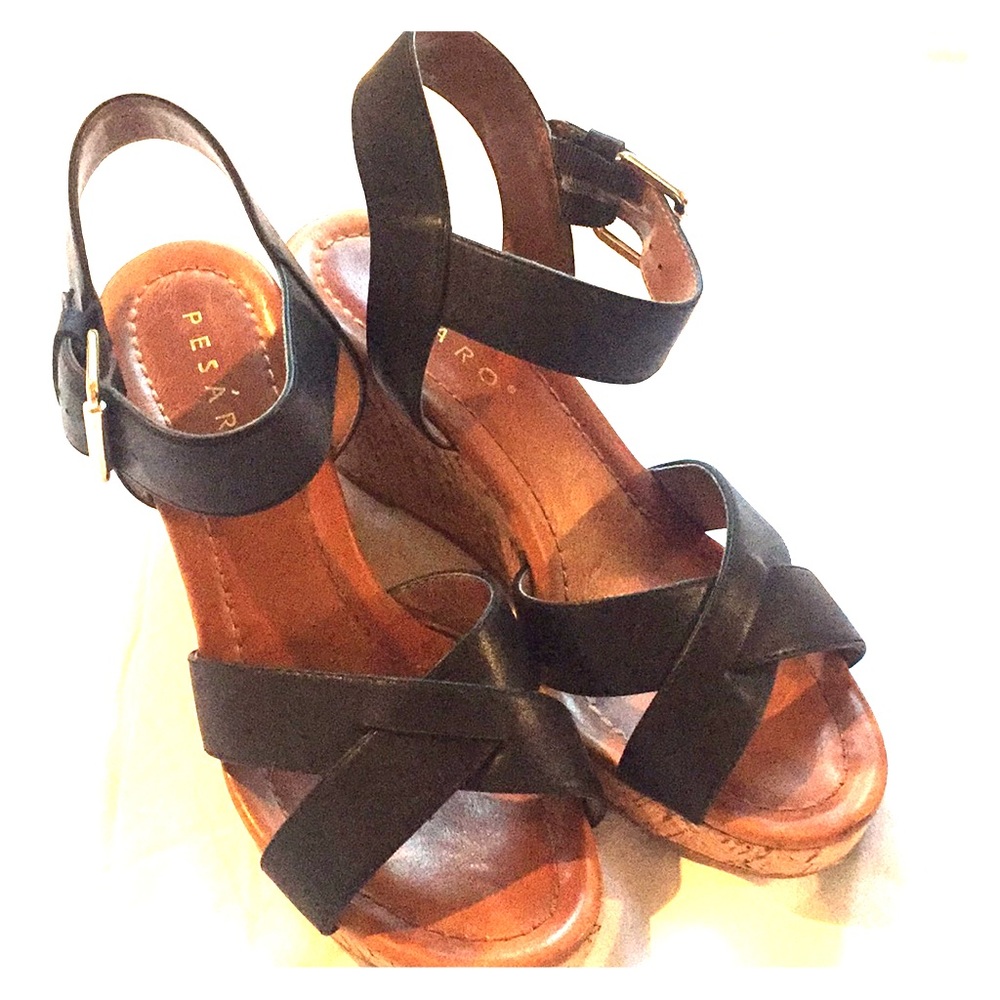 Black Strappy Wedges